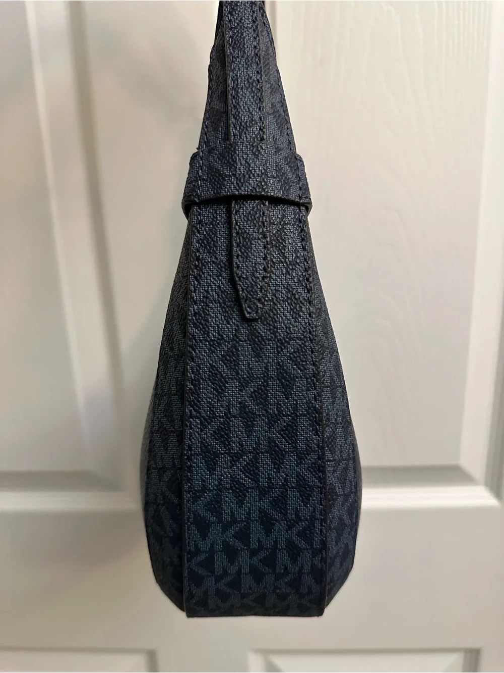 Michael Kors Navy Pebbled Leather Hobo with Gold-Tone Accents
